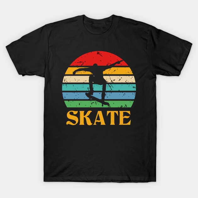 Retro Skate Skateboard Skateboarding T-Shirt by funkyteesfunny